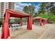 Outdoor cabanas featuring tables and chairs, ideal for entertainment at 795 Hammond Dr # 506, Sandy Springs, GA 30328