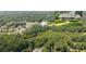 Aerial view of a community lake surrounded by lush greenery and residential houses at 3561 Stone Dr, Marietta, GA 30062