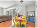 Bright dining area features trendy light fixture and nearby city views at 171 Auburn Ne Ave # 521, Atlanta, GA 30303