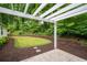 Backyard featuring concrete patio, pergola, lush landscaping and a freshly sodded lawn at 2109 Tranquility Ct, Woodstock, GA 30188