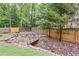 Beautiful backyard oasis, featuring a small creek and bridge with fenced yard and mature trees at 3605 Hickory Se Cir, Smyrna, GA 30080