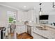 Bright eat-in kitchen featuring stainless steel appliances, granite countertops, and white cabinets at 115 Greenbrier Way, Canton, GA 30114