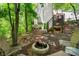 Outdoor seating area with a charming fire pit, perfect for enjoying serene and private backyard at 4290 Inverness Ne Ct, Roswell, GA 30075