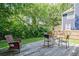 Backyard wooden deck with chairs overlooking lawn and lush greenery at 439 Atlanta Se Ave, Atlanta, GA 30315