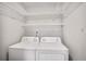 Efficient laundry area with modern washer and dryer units, with shelving above at 903 Tuxworth Cir, Decatur, GA 30033