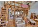 Rustic living room features wooden beams, staircase, and comfortable seating at 5642 N Highway 212, Covington, GA 30016