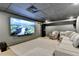 Media room with a big screen TV and comfortable seating at 9585 Fenbrook Ct, Johns Creek, GA 30022