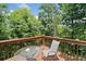Cozy wooden deck with seating offers peaceful views of the surrounding trees at 6018 Oakdale Se Rd, Mableton, GA 30126