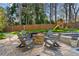 Cozy backyard with a stone fire pit surrounded by Adirondack chairs, perfect for outdoor gatherings at 65 Gatewood Dr, Marietta, GA 30068