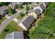 An aerial view shows a suburban home with a well-manicured lawn and mature trees at 6175 Beaver Crossing Dr, Cumming, GA 30040