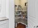 Walk-in pantry with wire shelving and dark wood-look flooring at 6175 Beaver Crossing Dr, Cumming, GA 30040