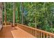 Deck view from a home, surrounded by beautiful, lush trees at 1279 Colony Pl, Marietta, GA 30068