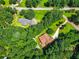 A verdant residential property features a long driveway and wooded perimeter at 1920 Daves Creek Trl, Cumming, GA 30041