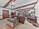 Cozy living room with exposed beams, plush furniture, and a brick fireplace, creating a warm atmosphere at 2760 Hembree Ne Rd, Marietta, GA 30062