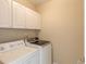 Laundry room with front load washer and dryer, cabinets above machines at 3082 Biltmore Woods Dr, Buford, GA 30519