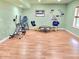 Basement space with exercise equipment, casual seating, and bright window with natural light at 827 Autry Oak Ct, Johns Creek, GA 30022