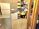 Unfinished basement space offers ample storage with shelving, a freezer, and washer/dryer at 827 Autry Oak Ct, Johns Creek, GA 30022
