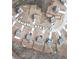 Overhead shot of cul-de-sac neighborhood with uniform lawns and sidewalks at 124 Gorham Gates Ct, Hiram, GA 30141