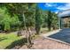 Spacious backyard with a stone patio and lush landscaping at 5414 Sweetsprings Sw Dr, Powder Springs, GA 30127