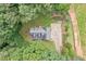 Aerial view of a well-maintained home surrounded by lush greenery and a long driveway at 1580 Lower Burris Rd, Canton, GA 30114