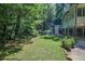 Lush green backyard with trees and flowering plants, providing a peaceful and secluded outdoor space at 377 Camden Ne Rd, Atlanta, GA 30309