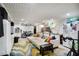 Finished basement featuring a comfortable seating area, modern lighting, and bike storage at 377 Camden Ne Rd, Atlanta, GA 30309