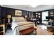 Stylish bedroom featuring dark blue walls, a cozy bed, and a workspace at 377 Camden Ne Rd, Atlanta, GA 30309