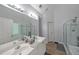Bright bathroom with double sinks, shower and tub at 4321 Clairesbrook Ln, Acworth, GA 30101