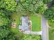 An aerial view of a charming home, showing a playground and trampoline in its lush, expansive, tree-lined backyard at 5070 Hensley Dr, Atlanta, GA 30338