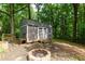 Backyard shed with wooden accents, surrounded by lush greenery at 514 Macedonia Forest Circle Cir, Canton, GA 30115