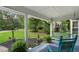 Relaxing front porch featuring comfortable seating, ferns, and a view of the lush green lawn at 3861 Riding Sw Trl, Powder Springs, GA 30127