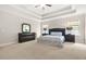 Large primary bedroom with carpet, tray ceiling, nightstands, and plenty of space at 4110 Morgan Elizabeth Way, Cumming, GA 30041
