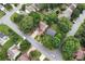 An aerial view of the property, showcasing its location within a neighborhood of mature trees at 914 Wenham Ln, Lawrenceville, GA 30044