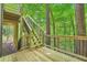 Wooden deck features classic railing and stairs down to the wooded area at 110 Boulder Dr, Roswell, GA 30075