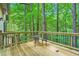 Enjoy the wooded view from this deck with a small table and chairs at 110 Boulder Dr, Roswell, GA 30075