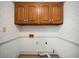 Functional laundry room with wall mounted wooden cabinets and an outlet for a dryer at 2202 Lattimore Farm Nw Dr, Kennesaw, GA 30152
