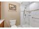 Bathroom with a glass shower, marble tile and mosaic accents at 1508 Brianwood Rd # 1508, Decatur, GA 30033