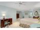 Serene bedroom with a ceiling fan, a patterned desk chair, and light blue walls at 1508 Brianwood Rd # 1508, Decatur, GA 30033