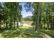Lush backyard offering scenic lake views and mature trees at 132 Lakeshore Dr, Roswell, GA 30075