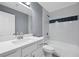 Updated bathroom featuring a shower over tub combination and white vanity at 2470 Hillvale Cir, Lithonia, GA 30058