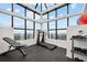 Bright workout room with panoramic views featuring modern exercise equipment, bench, and weights at 2828 Peachtree Nw Rd # P 3300, Atlanta, GA 30305