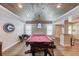 Basement with a wood plank ceiling features a game area with a pool table and neutral paint at 3072 Parks Run, Loganville, GA 30052