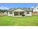 Well-maintained backyard with green lawn, privacy fence, and covered patio, perfect for outdoor gatherings at 122 Riverbirch Way, Dallas, GA 30157
