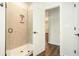 Modern bathroom with glass-enclosed shower and stylish fixtures at 122 Riverbirch Way, Dallas, GA 30157