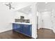 Modern kitchen featuring a spacious countertop and blue cabinets at 2277 Peachtree Ne Rd # 405, Atlanta, GA 30309
