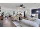 Open-concept living space with modern furnishings, a dining area, a kitchen, and stylish finishes throughout, perfect for Gathering at 230 Sheringham Dr, Roswell, GA 30076