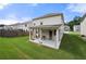 The backyard features a covered patio with stylish furniture and a well-maintained lawn at 7644 Rudder Cir, Fairburn, GA 30213