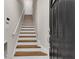 Traditional staircase with wooden treads, white risers, and a modern black front door to welcome you home at 793 Inman Mews Ne Dr, Atlanta, GA 30307