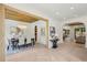 A spacious dining room features a custom ceiling, chandelier, and an open design, perfect for entertaining at 1312 Becket Ne Dr, Brookhaven, GA 30319