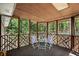 Cozy screened porch with table and chairs, perfect for enjoying the wooded view at 505 Samaritan Dr, Cumming, GA 30040